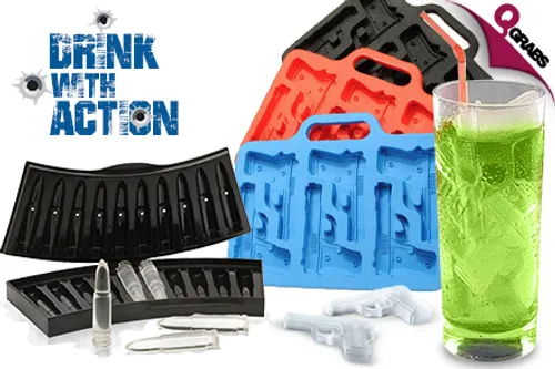 From QR19, Put Some Action in Your Drinks with Pistol OR Bullet Shaped Ice Molds! (Up to QR110 Value)